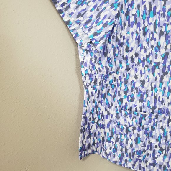 Scrubstar Blue Purple Printed Scrub Top 2X - Picture 8 of 10